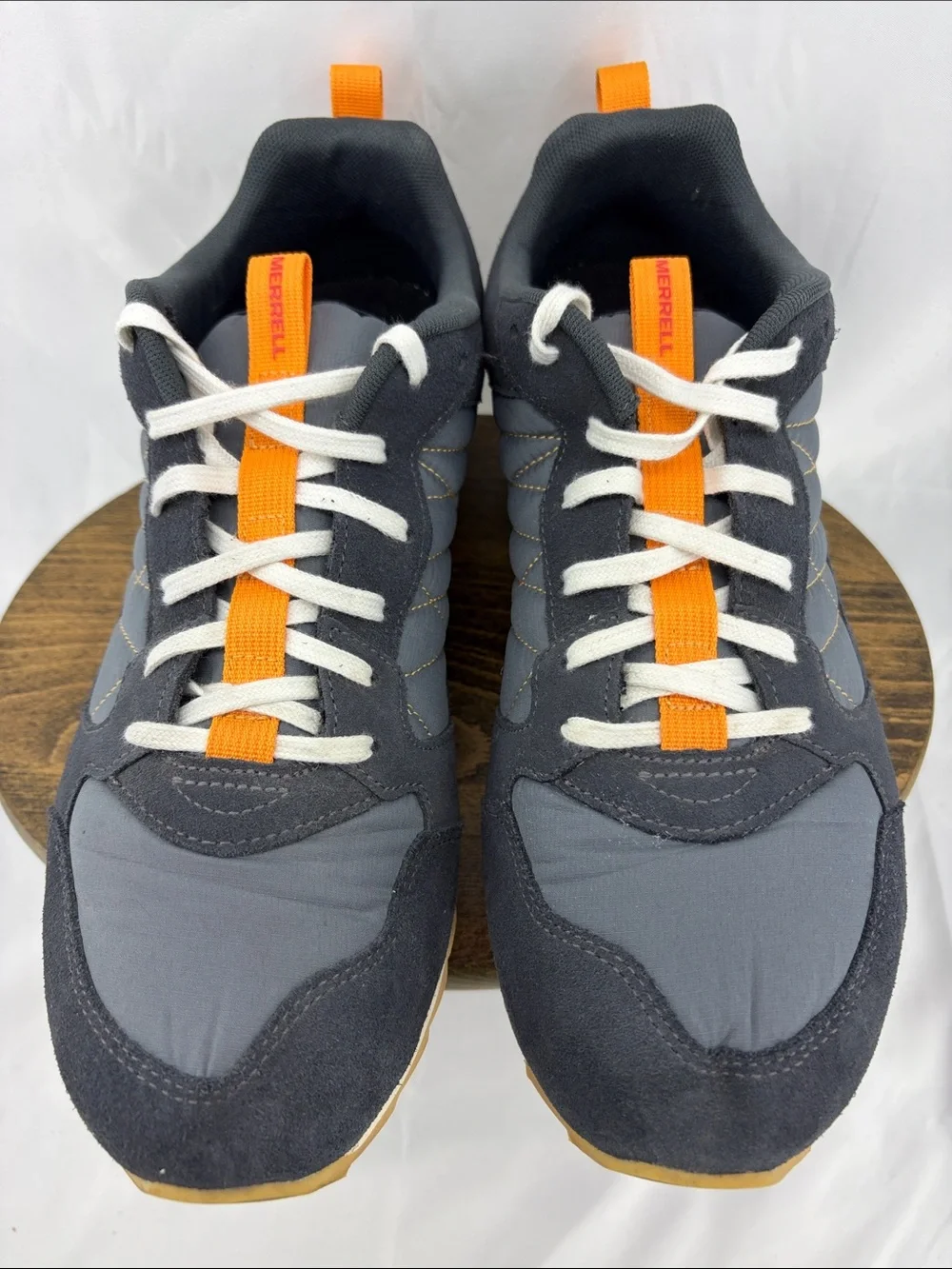 Merrell Alpine Sneaker Retro Tennis Shoes in Ebony w/ Orange Accents, Mens 10.5